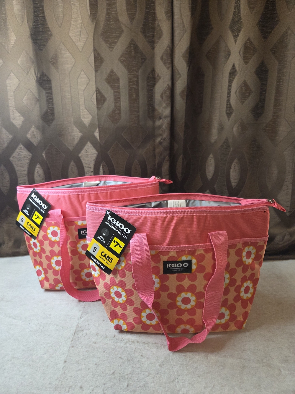 Lot Of 2 Matching Igloo Pink Floral Cooler Tote Bag
